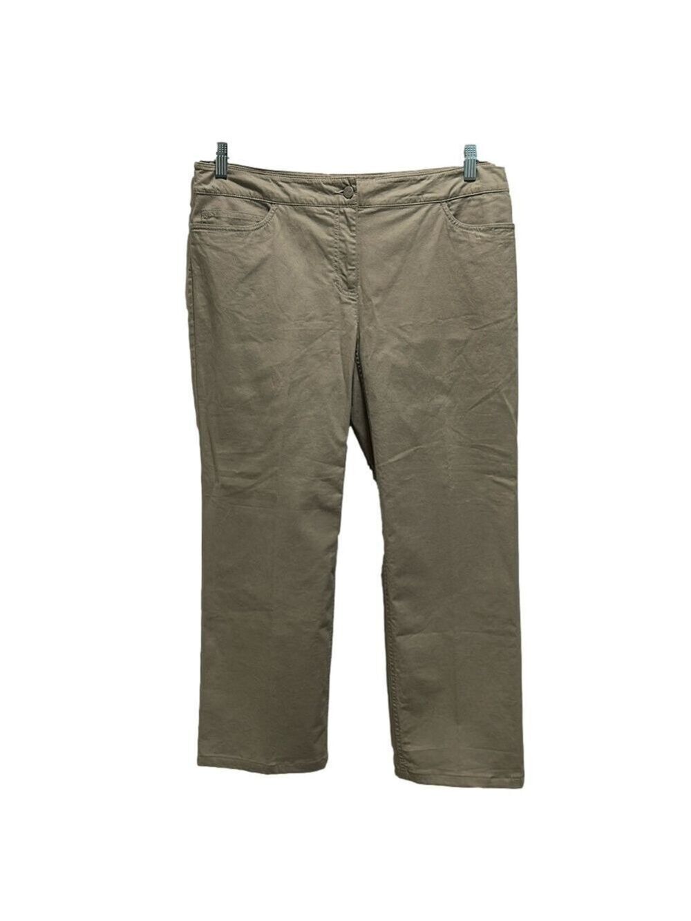 NWT Eileen Fisher Tan Straight Leg Stretch Microsanded Twill Jeans Petite Large